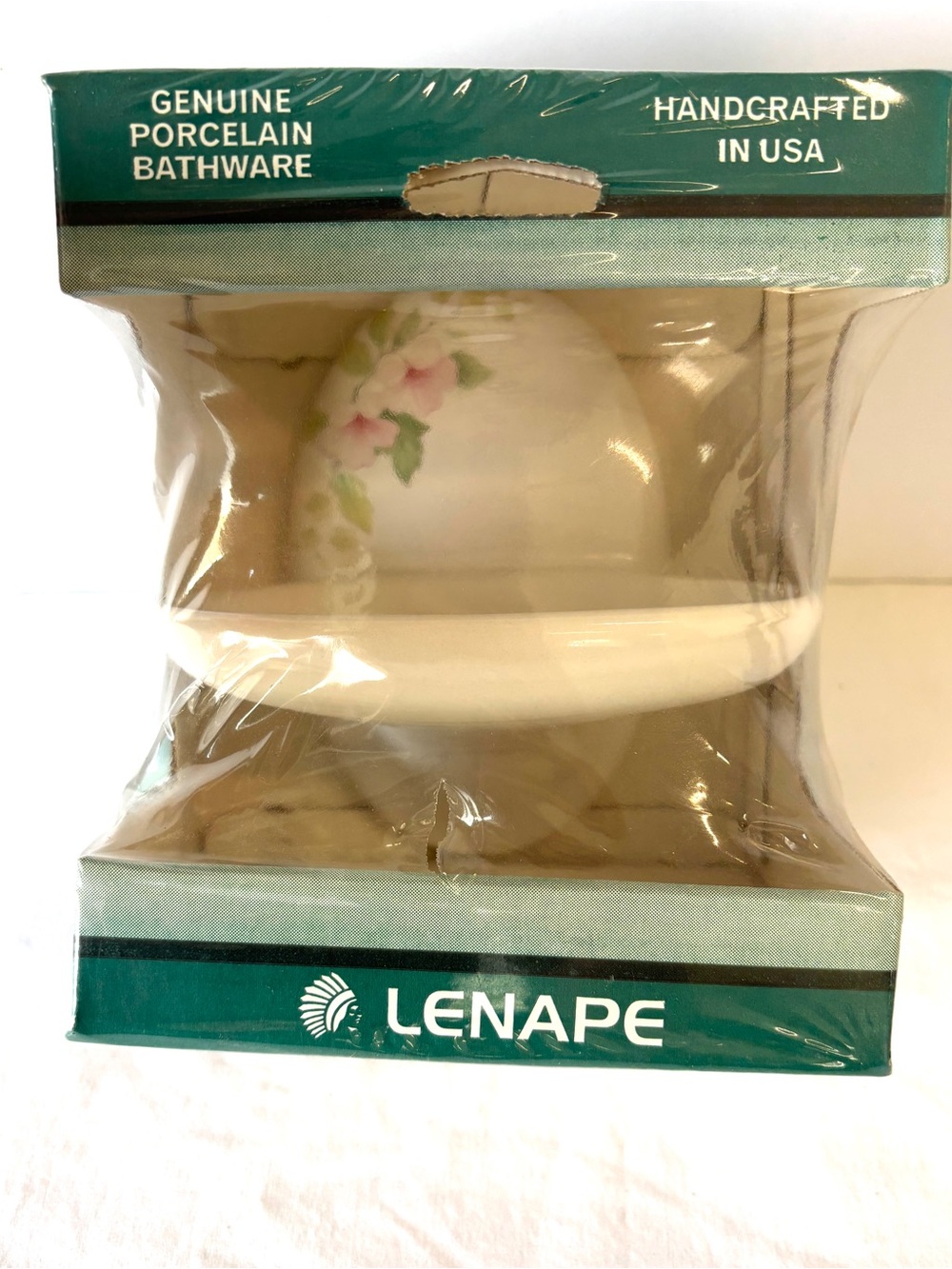 Soap Dish Lenape Genuine Porcelain Classic Blossoms White Pink Mount New vintage